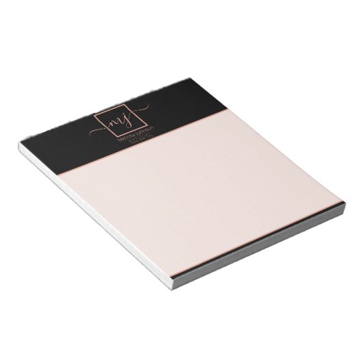 Bloc-note Rose Gold Élégant sur Noir (Incliné)