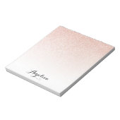 Bloc-note Rose Gold Faux Parties scintillant Ombre Nom perso (Tourné)