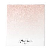 Bloc-note Rose Gold Faux Parties scintillant Ombre Nom perso (Devant)