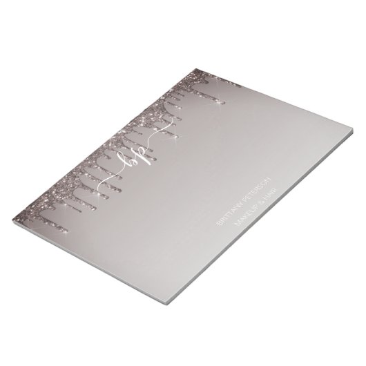 Bloc-note Rose Gold Parties scintillant Business Staff Monog (Incliné)