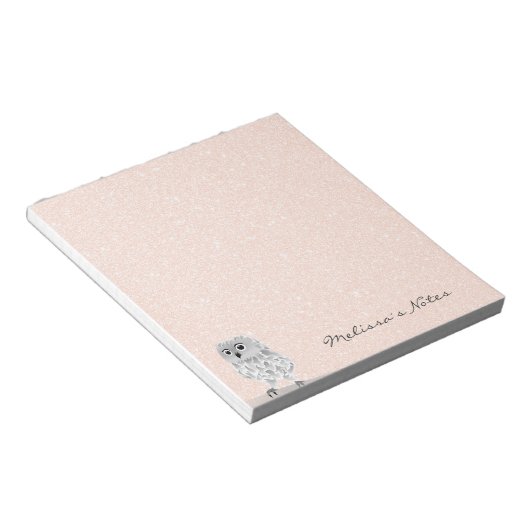 Bloc-note Rose Gold Parties scintillant Cute Owl Ajouter un  (Incliné)