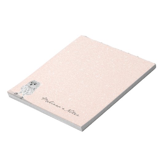 Bloc-note Rose Gold Parties scintillant Cute Owl Ajouter un  (Tourné)