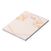 Bloc-note Rose jaune et rose à l'aquarelle, lignes, monogram (Tourné)