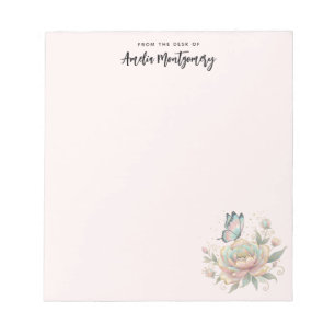 Bloc-note Rose Magique et Papillon Couleurs Pastel