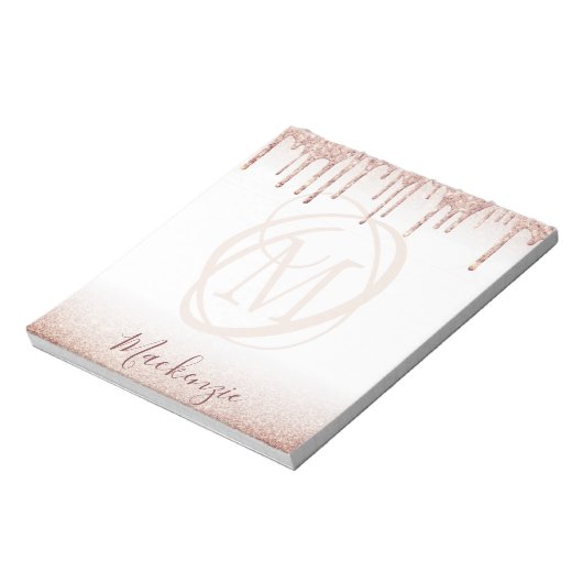 Bloc-note Rose moderne Parties scintillant or Élégant Monogr (Tourné)