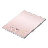 Bloc-note Rose Pâle Paillettes Amour Or Confettis Cœur (Tourné)