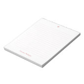 Bloc-note Rose Pâle Petit Cœur Nom Manuscrit Ligné (Tourné)