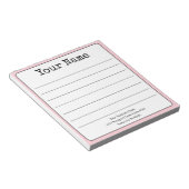 Bloc-note Rose Pâle Simple Rétro avec Nom à Personnaliser Li (Incliné)