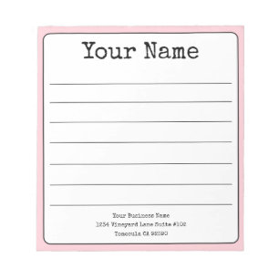 Bloc-note Rose Pâle Simple Rétro avec Votre Nom Ligné