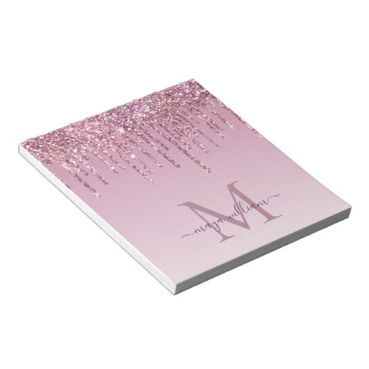 Bloc-note Rose Parties scintillant Lecteurs Monogramme Perso (Incliné)