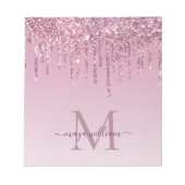 Bloc-note Rose Parties scintillant Lecteurs Monogramme Perso (Devant)