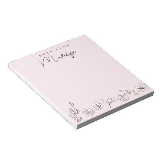 Bloc-note Rose personnalisé Une note de Florals (Incliné)