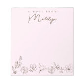 Bloc-note Rose personnalisé Une note de Florals (Devant)
