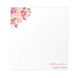 Bloc-note Rose personnalisée élégante fuchsia rose et ivoire