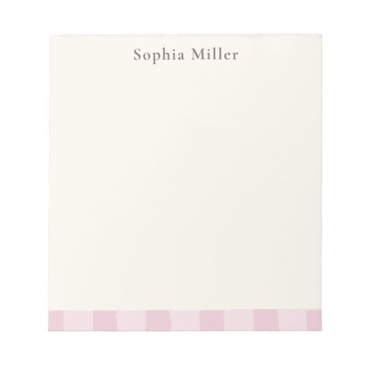 Bloc-note Rose Pink Gingham Personalized Cottage (Devant)