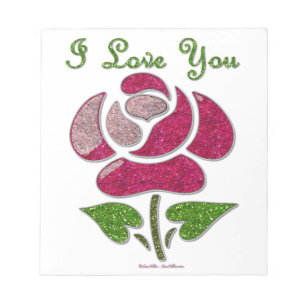 Bloc-note Rose pochoir rose je t'aime