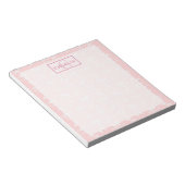 Bloc-note Rose Poussiéreuse Fleur Blanche, Monogramme Person (Incliné)