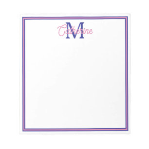 Bloc-note Rose Prépa et Bleu Marine Monogramme Simple