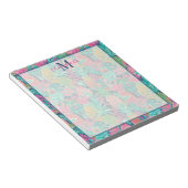 Bloc-note Rose Prépa Turquoise Bleu Marine Ananas Monogramme (Incliné)