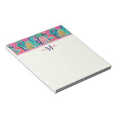 Bloc-note Rose Prépa Turquoise Bleu Marine Ananas Monogramme (Incliné)