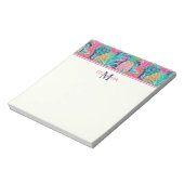 Bloc-note Rose Prépa Turquoise Bleu Marine Ananas Monogramme (Tourné)