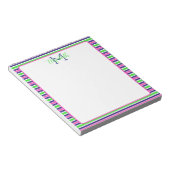 Bloc-note Rose Prépa Vert Bleu Marine Rayure Monogramme (Incliné)