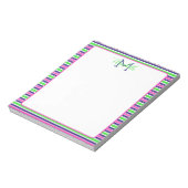 Bloc-note Rose Prépa Vert Bleu Marine Rayure Monogramme (Tourné)