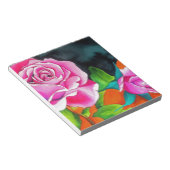 Bloc-note Rose rose avec art aquarelle orange (Incliné)