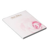 Bloc-note Rose rose douce nom ou texte personnalisé (Incliné)