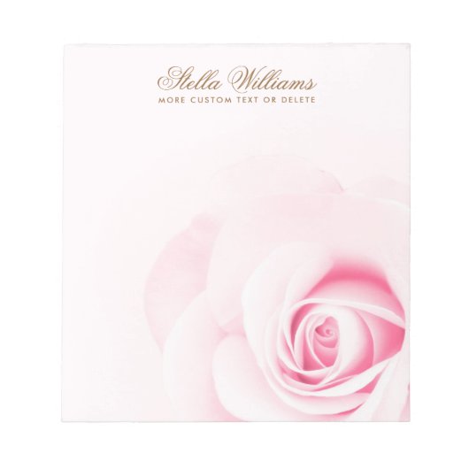 Bloc-note Rose rose douce nom ou texte personnalisé (Devant)