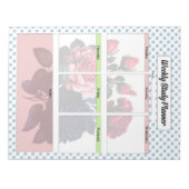 Bloc-note Rose rose et bleu Planificateur d'études hebdomada (Devant)