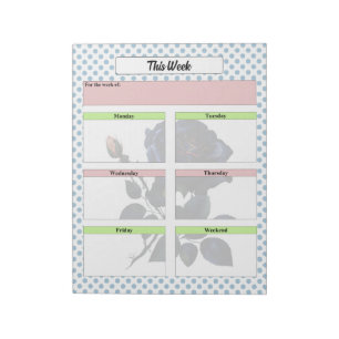 Bloc-note Rose rose et bleu Planificateur hebdomadaire