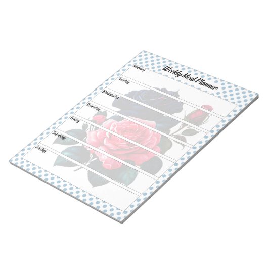 Bloc-note Rose rose et bleu rétro Planificateur de repas heb (Incliné)