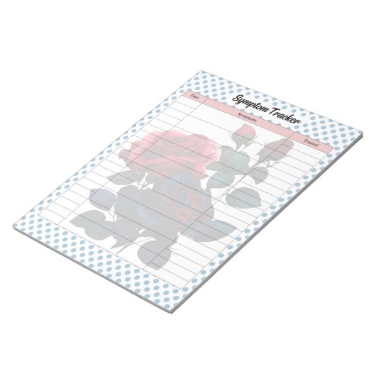 Bloc-note Rose rose et bleu Thème Tracker Symptôme (Incliné)