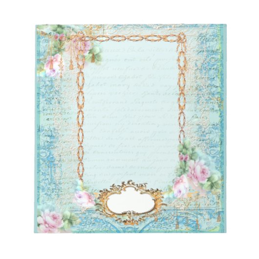 Bloc-note Rose Rose français Script et dentelle (Devant)