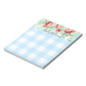 Bloc-note Rose Rouge Floral Plaid Bleu Buffalo Script Monogr (Tourné)