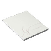 Bloc-note Rose simple moderne féminin Monogram rose ivoire (Incliné)