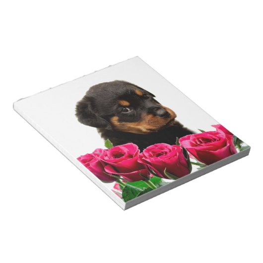 Bloc-note Rose Valentin Rottweiler Puppy (Incliné)