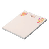 Bloc-note Roses Aquarelles sur Lait Pêche, Monogramme (Tourné)