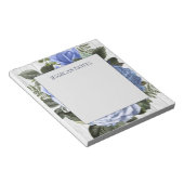 Bloc-note Roses Bleus Bois Rustique Blanc Note de Nom (Incliné)