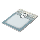 Bloc-note Roses bleus et crèmes avec le monogramme (Tourné)