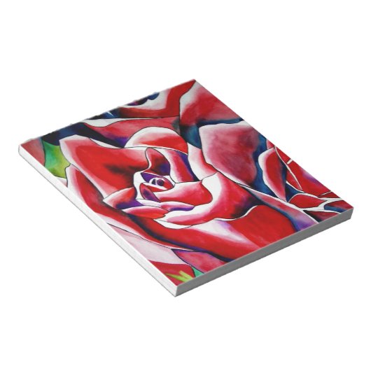 Bloc-note Roses d'art original à l'aquarelle rose (Incliné)