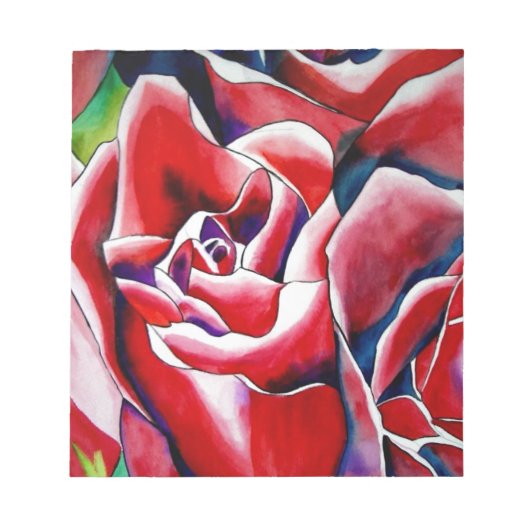 Bloc-note Roses d'art original à l'aquarelle rose (Devant)