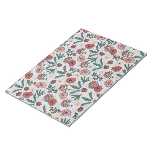 Bloc-note Roses de Noël Berries Floral Grey Motif (Incliné)