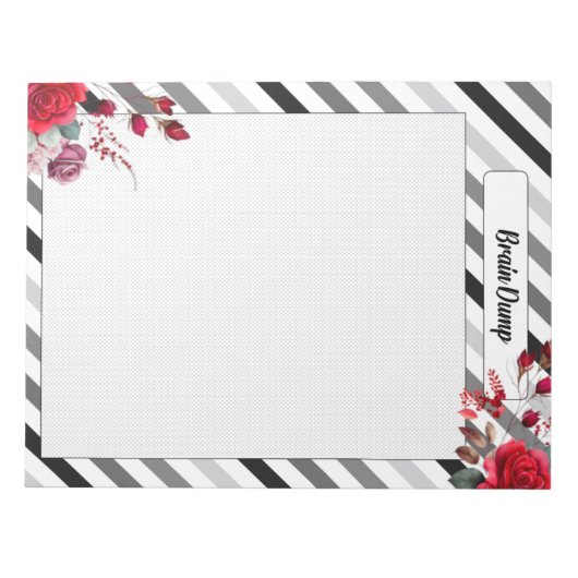 Bloc-note Roses en bandes _ Brain Dump (Devant)