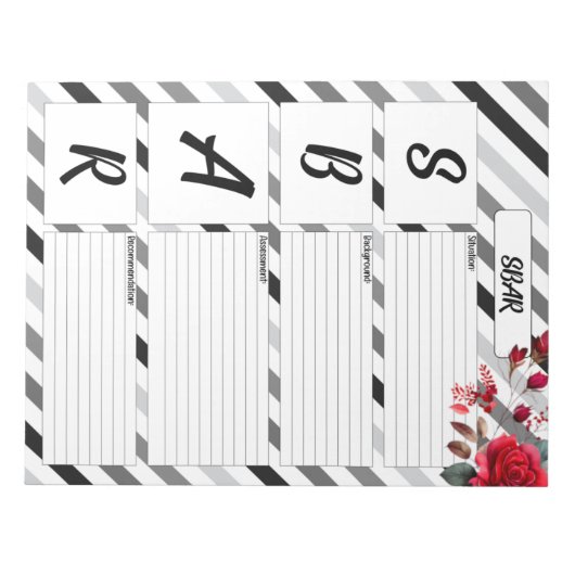 Bloc-note Roses en bandes _ Température SBAR (Devant)