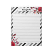 Bloc-note Roses en rayures_ Notes de soins infirmiers (Tourné)