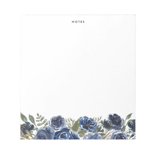 Bloc-note Roses et pivoines bleu de la marine Boho Personnal (Devant)