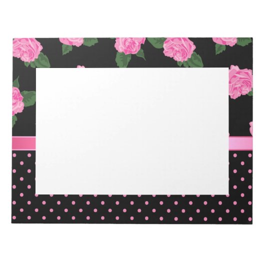 Bloc-note Roses et Pois roses (Devant)