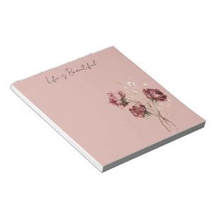 Bloc-note Roses Fleurales Roses Rouges Roses